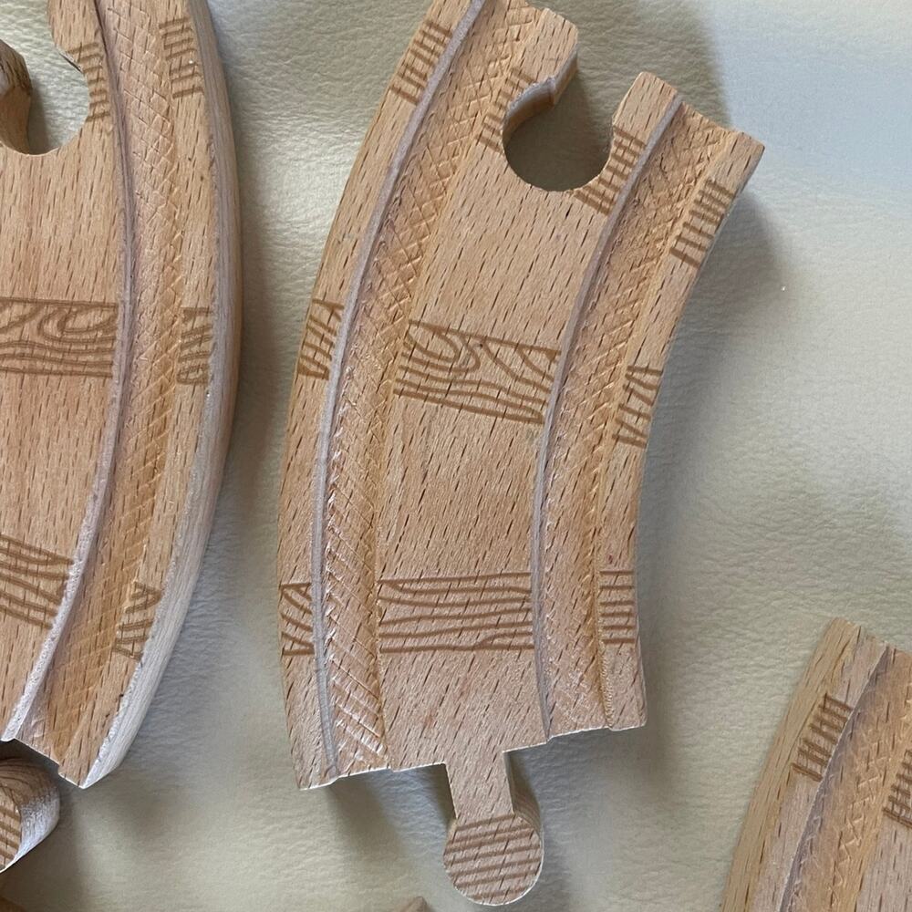 Set Of 10 Toy Wooden Train Track Pieces